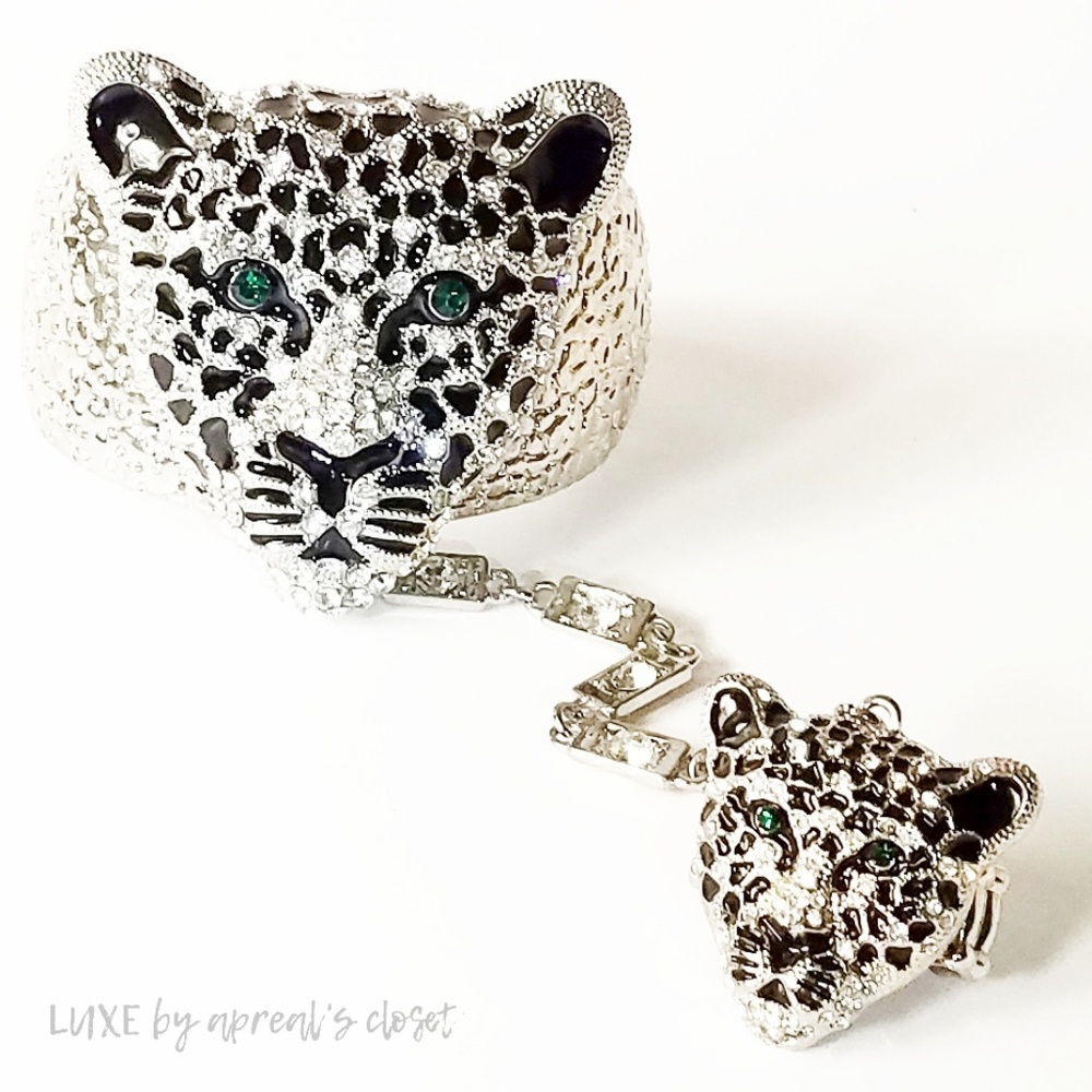 Jeweled Jaguar Hand Chain w/ Bracelet & Ring